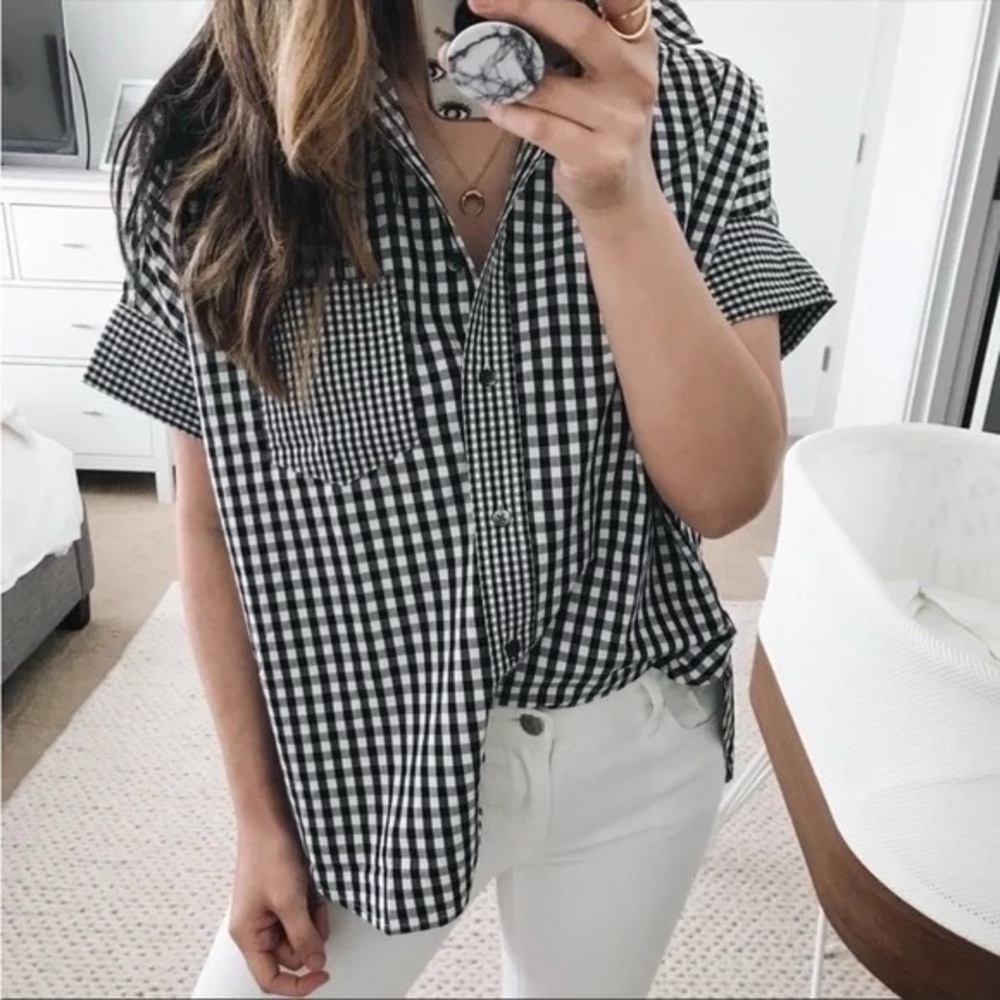 Madewell women’s short sleeve button up shirt